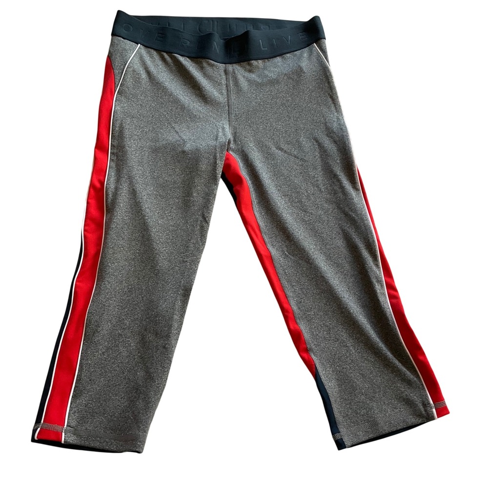 Love Run Live Capri Leggings Women 7 Gray Navy Red Colorblock Athletic Pants